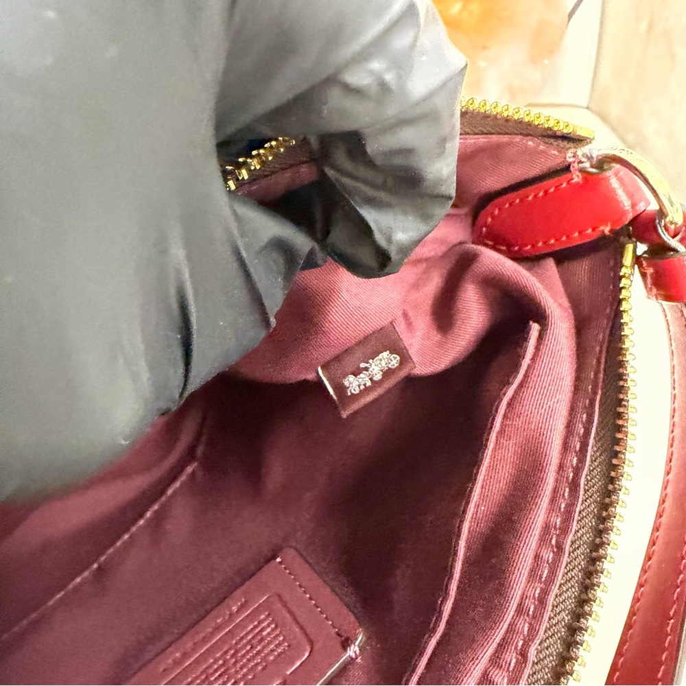 🌼 COACH 🌺 Rowan File Bag Signature Brown and Red Crossbody leather strap - Picture 8 of 16